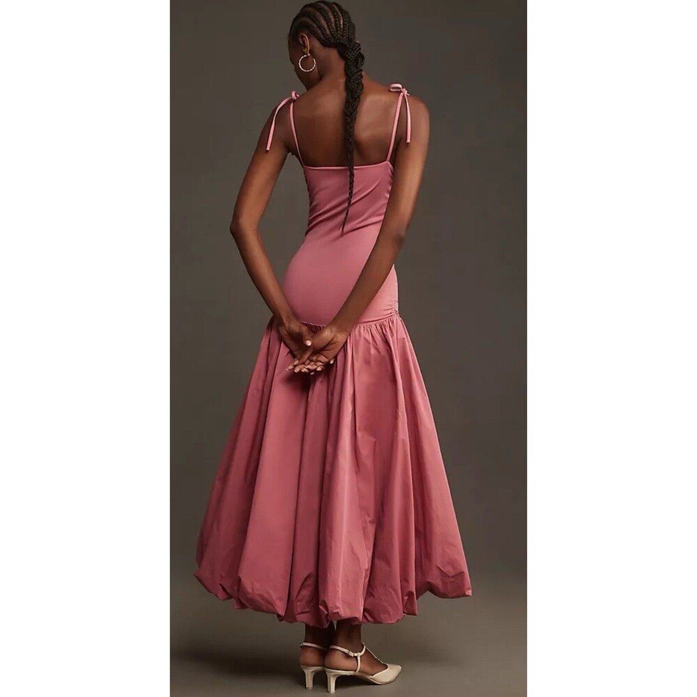 Anthropologie Mare Mare Midi Dress Rose Drop Waist Bubble Hem Preppy Size XL NWT - Picture 3 of 11